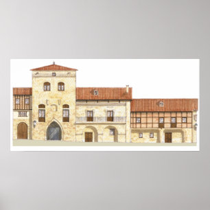 Traditionella hus. Santillana del Mar Poster