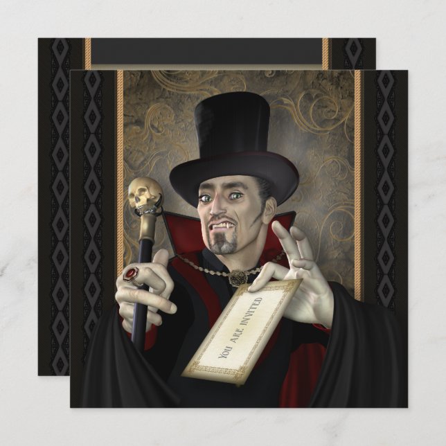 Traditionella inbjudningar från Vampyre Square Par (Fram/baksida)