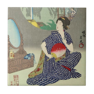 Traditionella japanska den keramiska Woodprint Kakelplatta