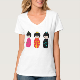 Traditionella japanska Kokeshi Geishadockor Tee Shirt