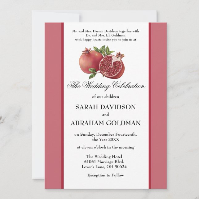 Traditionella judiska bröllopsinbjudningar - Guld Inbjudningar (Framsida)