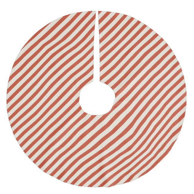 Traditionella juldiagonala ränder röda julgransmatta borstad polyester (Framsidan)