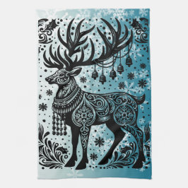 Traditionella julrenar kökshandduk