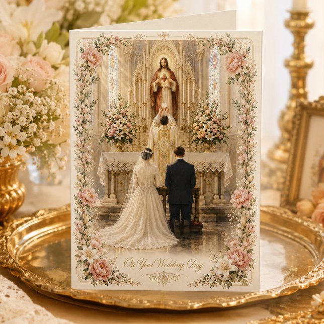 Traditionella katolska bröllopskongratulationer kort (Skapare uppladdad)