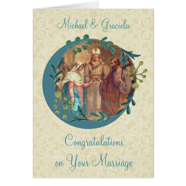 Traditionella katolska jungfruliga Mary Joseph Hälsningskort (Framsidan)