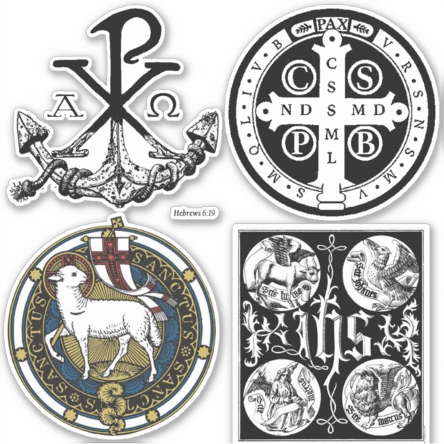 Traditionella katolska symboler klistermärken (Framsida)