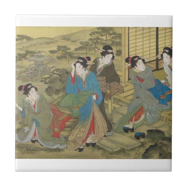 Traditionella keramiska japanska plattor kakelplatta (Framsidan)