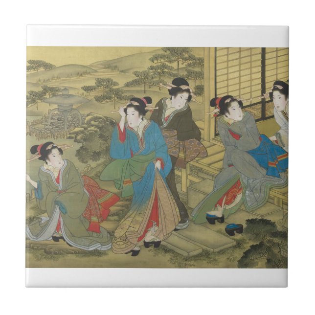 Traditionella keramiska japanska plattor kakelplatta (Framsidan)