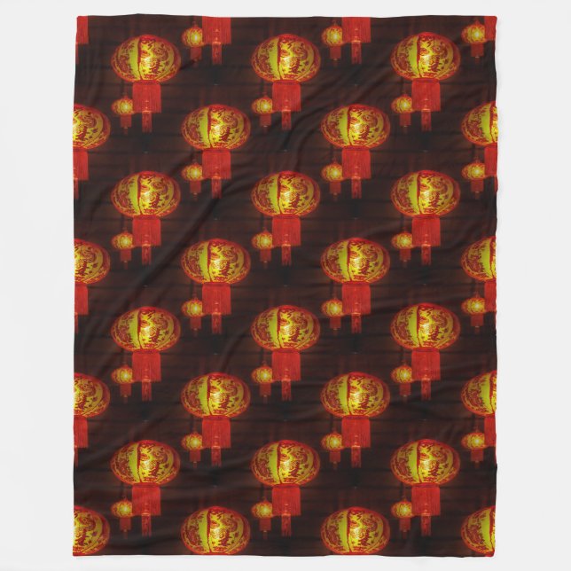 Traditionella kinesiska Lanternor - Sömlösa Mönste Fleecefilt (Framsidan)