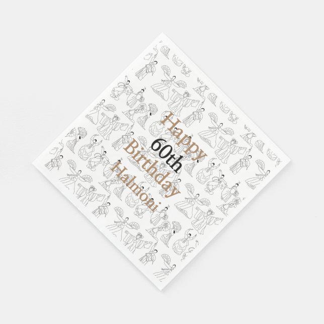 Traditionella koreanska Fläkt-dankare och drummer Pappersservett (Hörn)