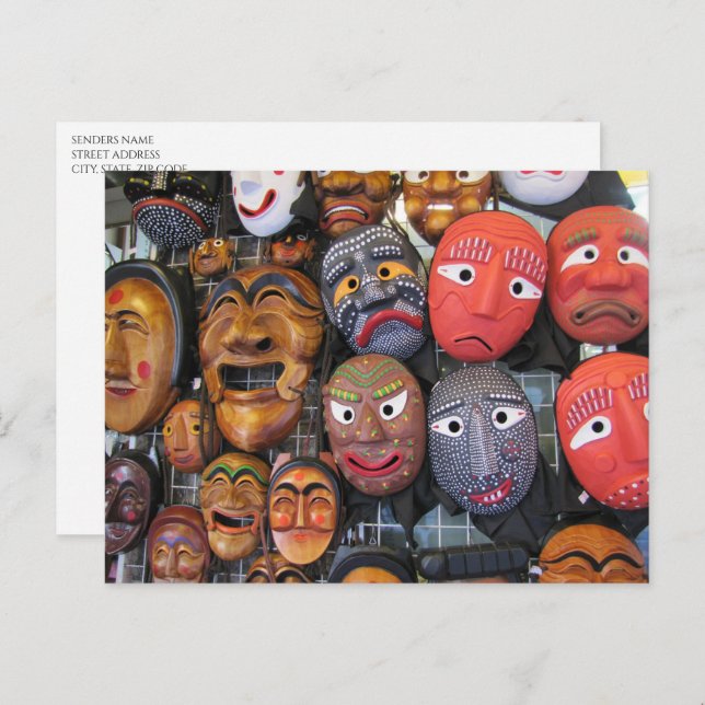 Traditionella koreanska prestandapunkter | 한 국 전 통 helg vykort (Fram/baksida)