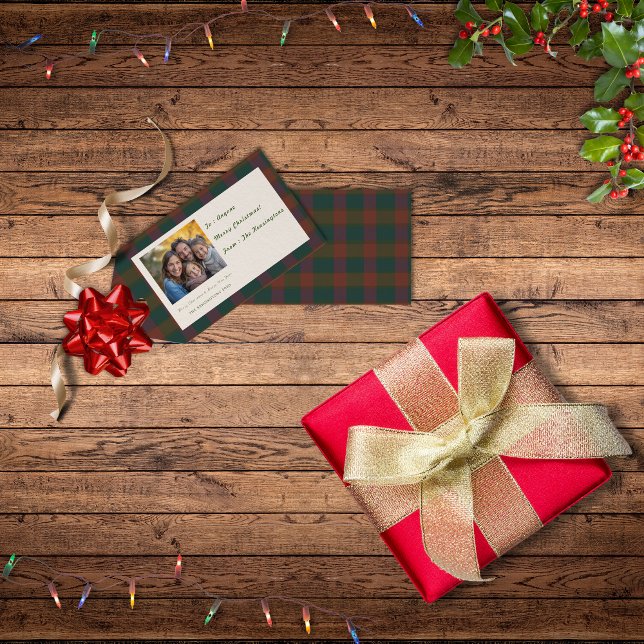 Traditionella Märkre av Play/Tartan Helgdag Gift Presentetikett (Traditional plaid/tartan Christmas gift tag.)