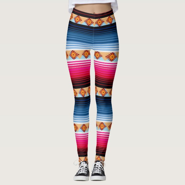 Traditionella mexikanska, rand, baljväxter leggings (Framsida)