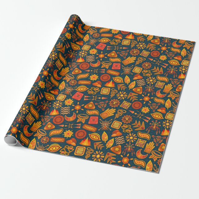Traditionella motiv/paganmotiv pappra presentpapper (Utrullad)