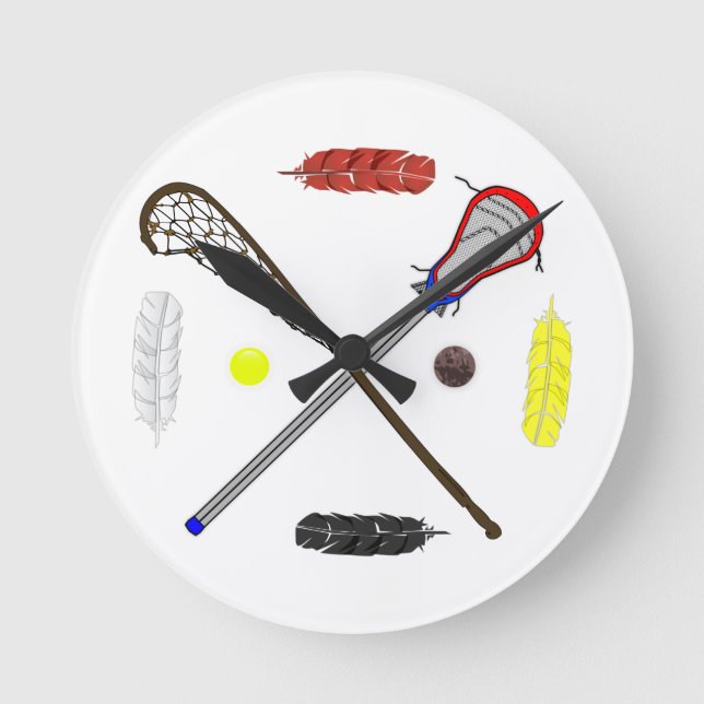 Traditionella och moderna lacrosse-stift rund klocka (Framsida)