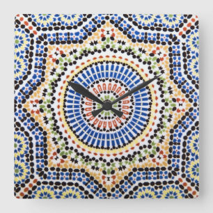 Traditionella portugisiska Azulejo belägger med Fyrkantig Klocka