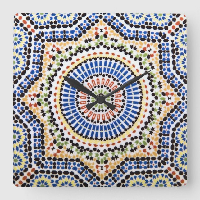 Traditionella portugisiska Azulejo belägger med Fyrkantig Klocka (Framsida)