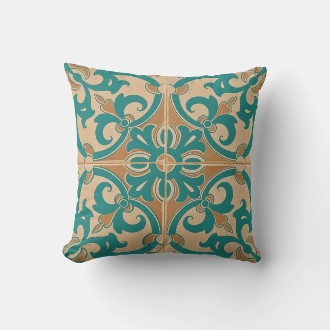 Traditionella portugisiska Azulejo belägger med Kudde (Framsida)