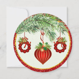 Traditionella prydnadsföremål Runt julklapp med et Julkort