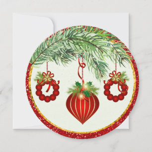 Traditionella prydnadsföremål Runt julklapp med et Julkort