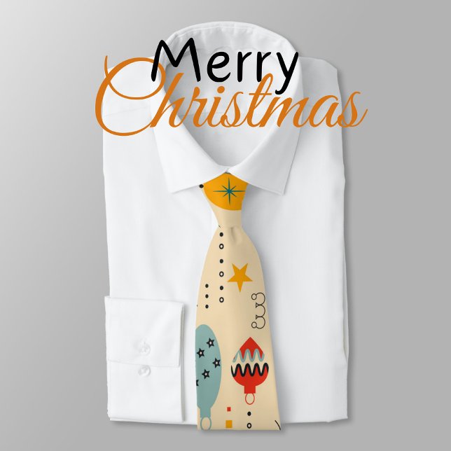 Traditionella prydnadsföremål Söt beige mönster Re Slips (Merry Christmas cute watercolor ornaments Beige pattern Neck tie)