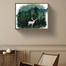 Traditionella renar av God jul i skogen Poster