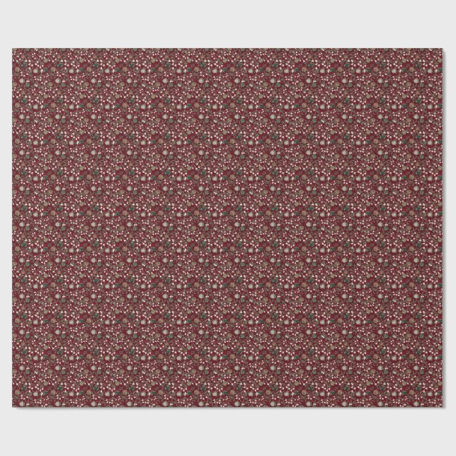 Traditionella röda mistel julgranskulor presentpapper (Platt)