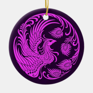 Traditionella rosor och lilor Phoenix cirklar Julgransprydnad Keramik