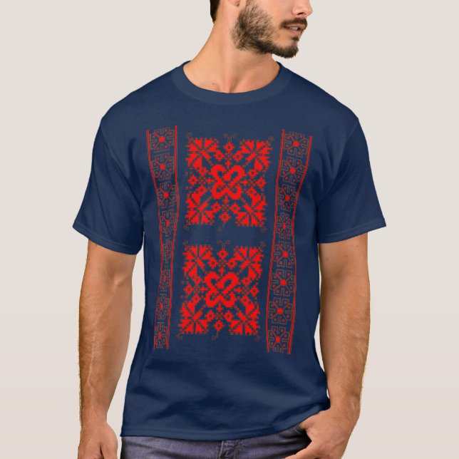Traditionella rumänska konstmotiv från Olt T Shirt (Framsida)