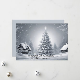 Traditionella Snöiga Vinterlov Jul Julkort