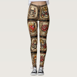 Traditionella tatueringsleggings för kvinnor, Retr Leggings