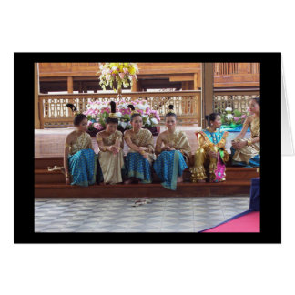 Traditionella thailändska dansare tar en paus! hälsningskort
