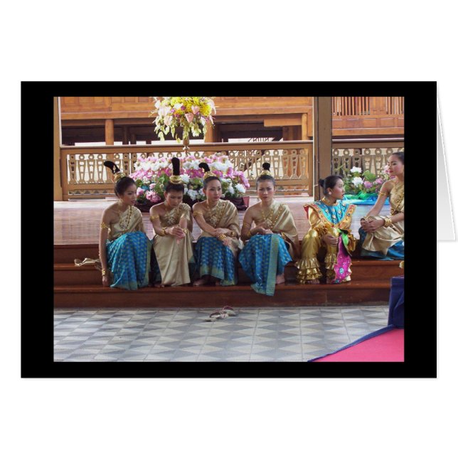 Traditionella thailändska dansare tar en paus! hälsningskort (Framsidan Horizontal)