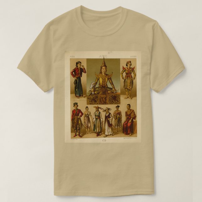 Traditionella tillbehör och livsstil för asiatiska t shirt (Design framsida)