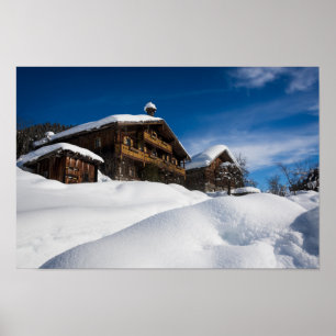 Traditionella träskåp i snö poster