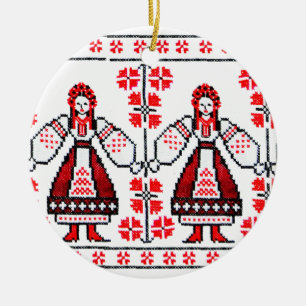 Traditionella ukrainska broderiukraine flickor julgransprydnad keramik