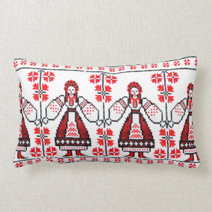 Traditionella ukrainska broderiukraine flickor lumbarkudde