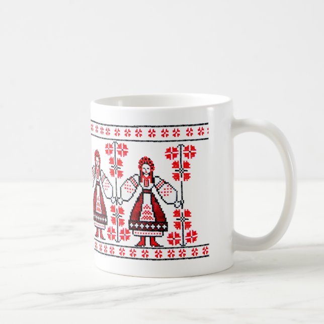 Traditionella ukrainska broderiyukrainska flickor kaffemugg (Höger)