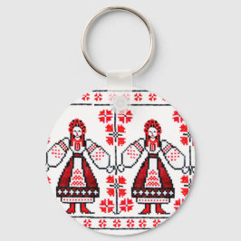Traditionella ukrainska broderiyukrainska flickor nyckelring