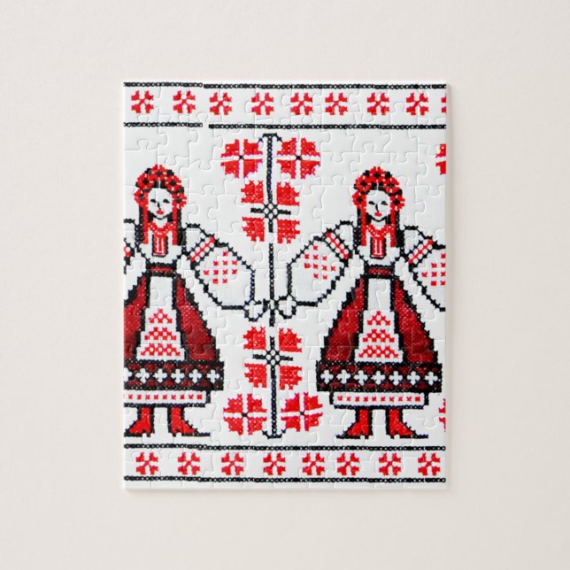 Traditionella ukrainska broderiyukrainska flickor pussel (Vertikal)