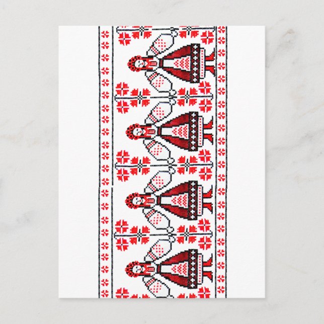 Traditionella ukrainska broderiyukrainska flickor vykort (Framsida)