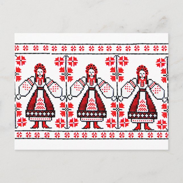 Traditionella ukrainska broderiyukrainska flickor vykort (Framsida)
