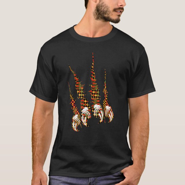 Traditionellt afrikanskt lappverk Dashiki klo ripp T Shirt (Framsida)