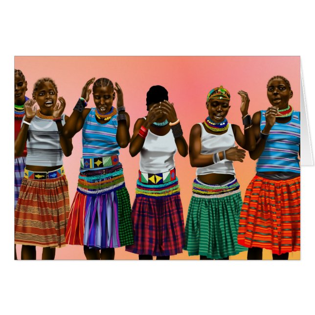 Traditionellt afrikanskt sjunga hälsningskort (Framsidan Horizontal)