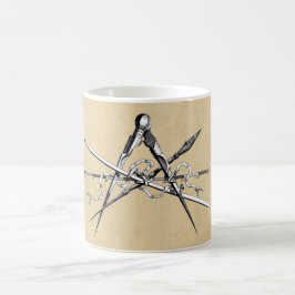 Traditionellt arkitekturskissningverktyg kaffemugg