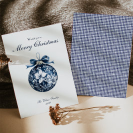 Traditionellt blått julkort för prydnadsföremål, H