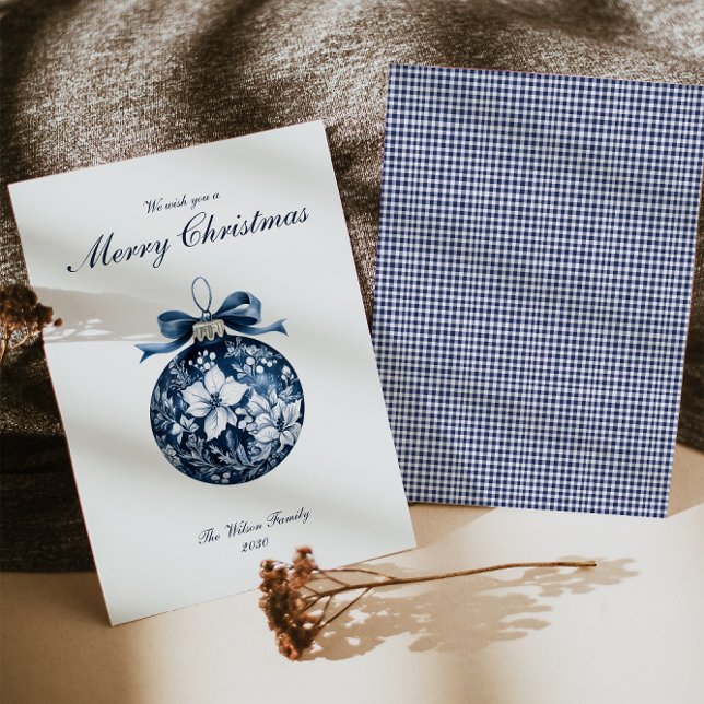 Traditionellt blått julkort för prydnadsföremål, H (Skapare uppladdad)