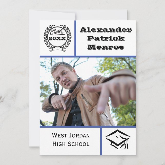 Traditionellt blått - meddelande från Studenten Inbjudningar (Framsida)