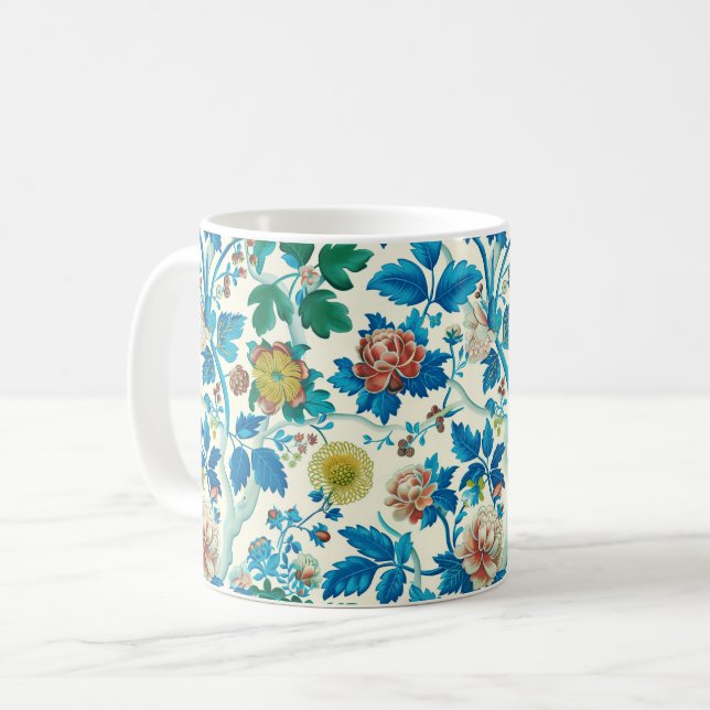 Traditionellt Blommönster i färglöst kinesiska Kaffemugg (Framsida vänster)