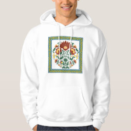 Traditionellt blomsterfolkkonst botanitmönster med hoodie